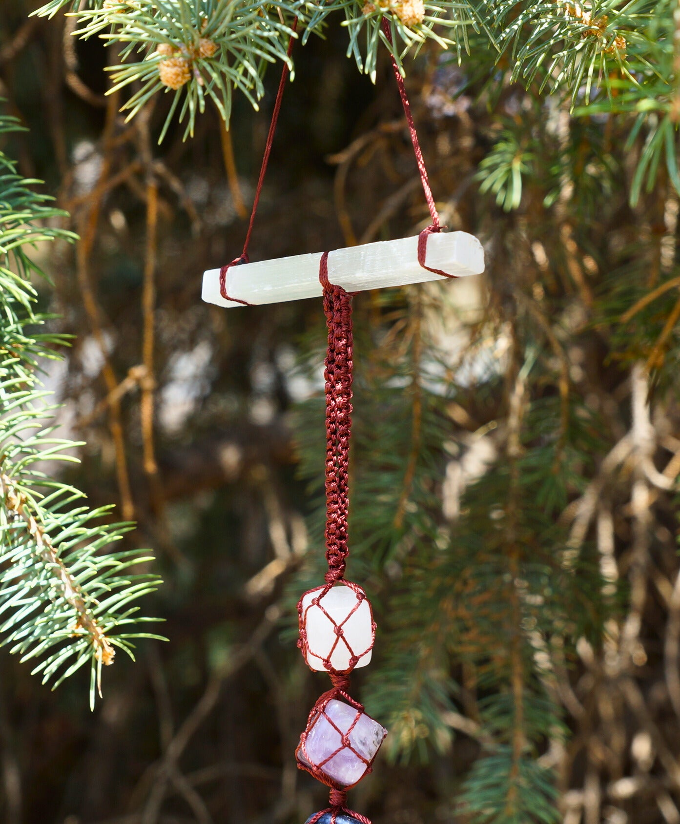 7 CHAKRA STONES+SELENITE BAR CAR CHARM