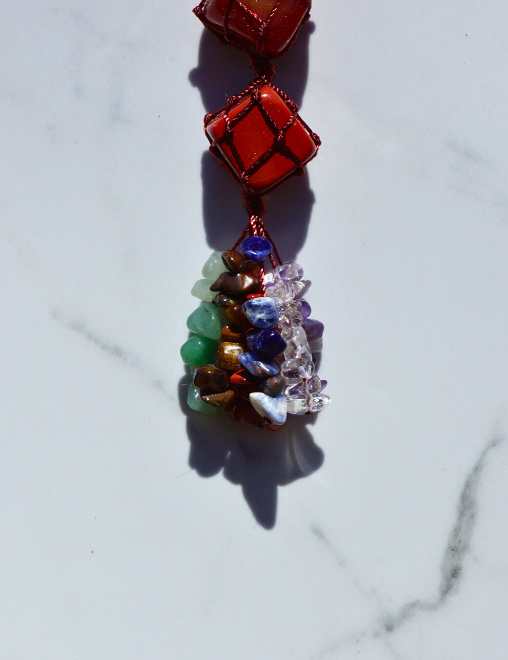 7 CHAKRA STONES+SELENITE BAR CAR CHARM