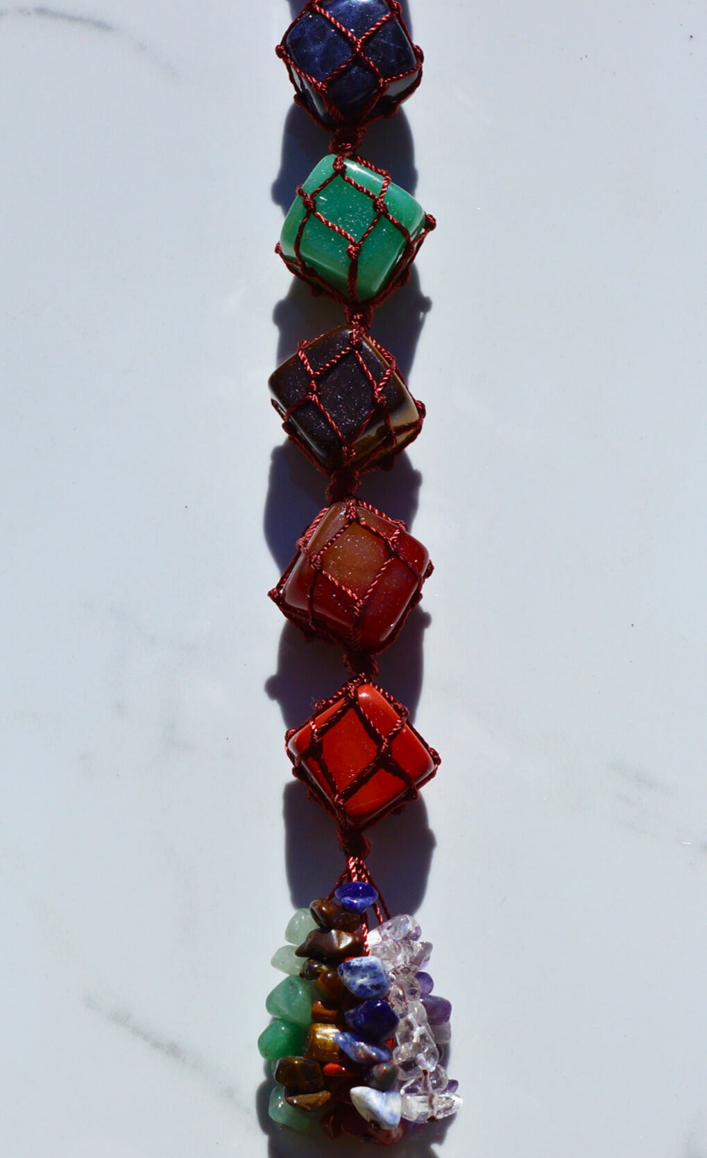 7 CHAKRA STONES+SELENITE BAR CAR CHARM