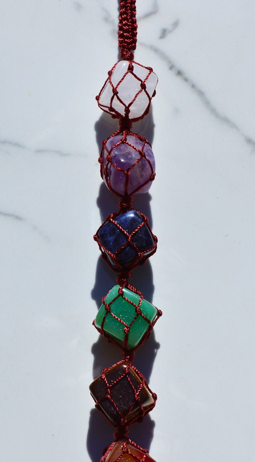 7 CHAKRA STONES+SELENITE BAR CAR CHARM