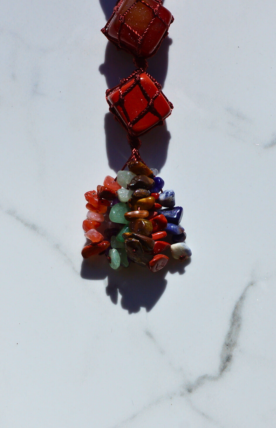 7 CHAKRA STONES+SELENITE BAR CAR CHARM
