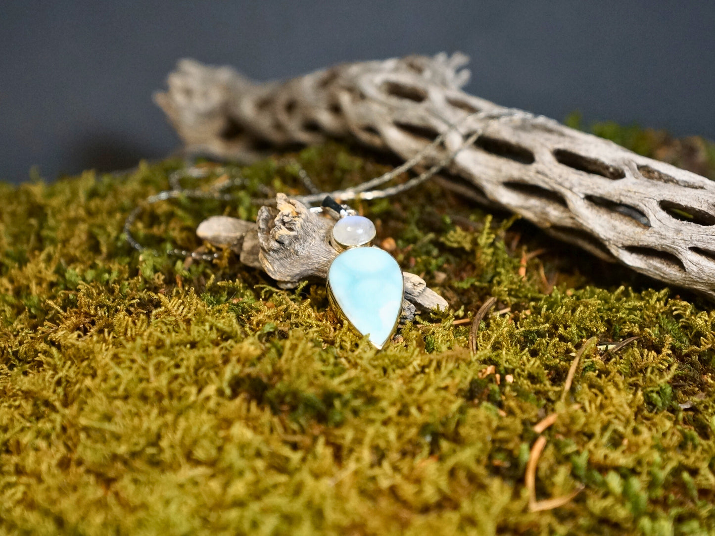 LARIMAR with MOONSTONE PENDANT