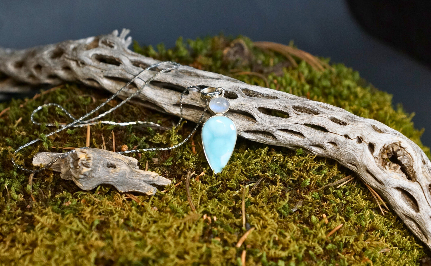 LARIMAR with MOONSTONE PENDANT