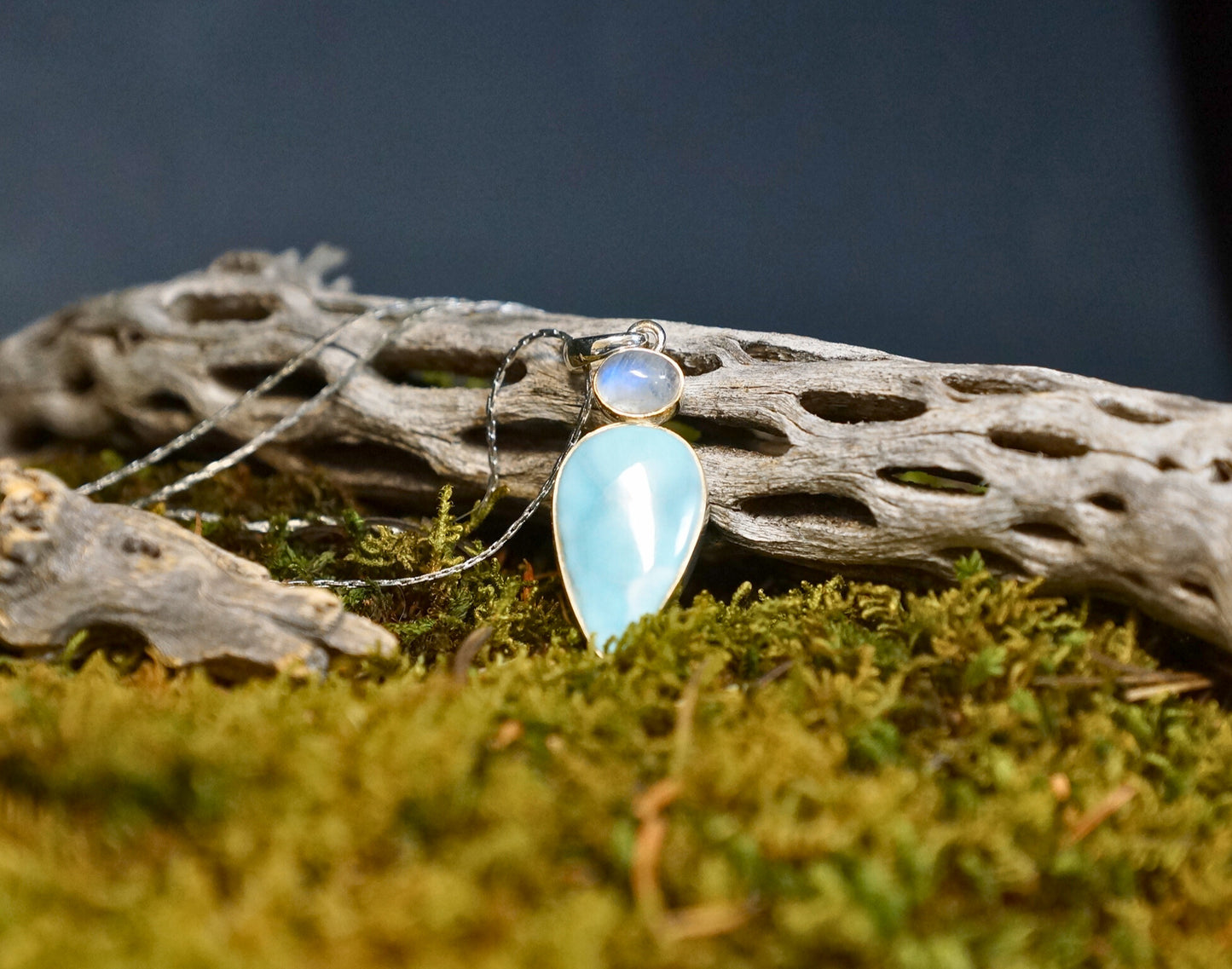 LARIMAR with MOONSTONE PENDANT