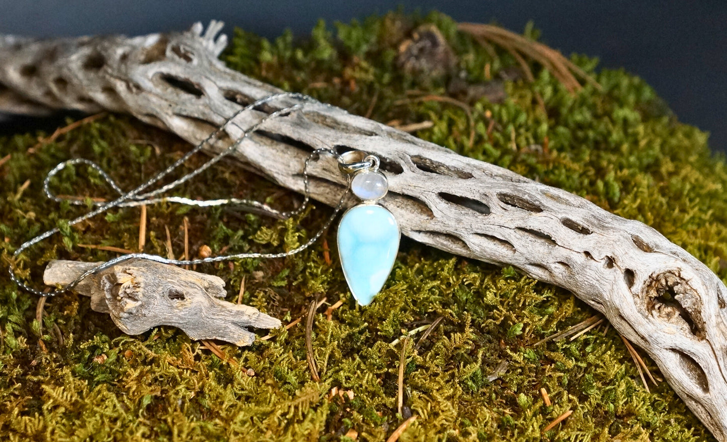 LARIMAR with MOONSTONE PENDANT