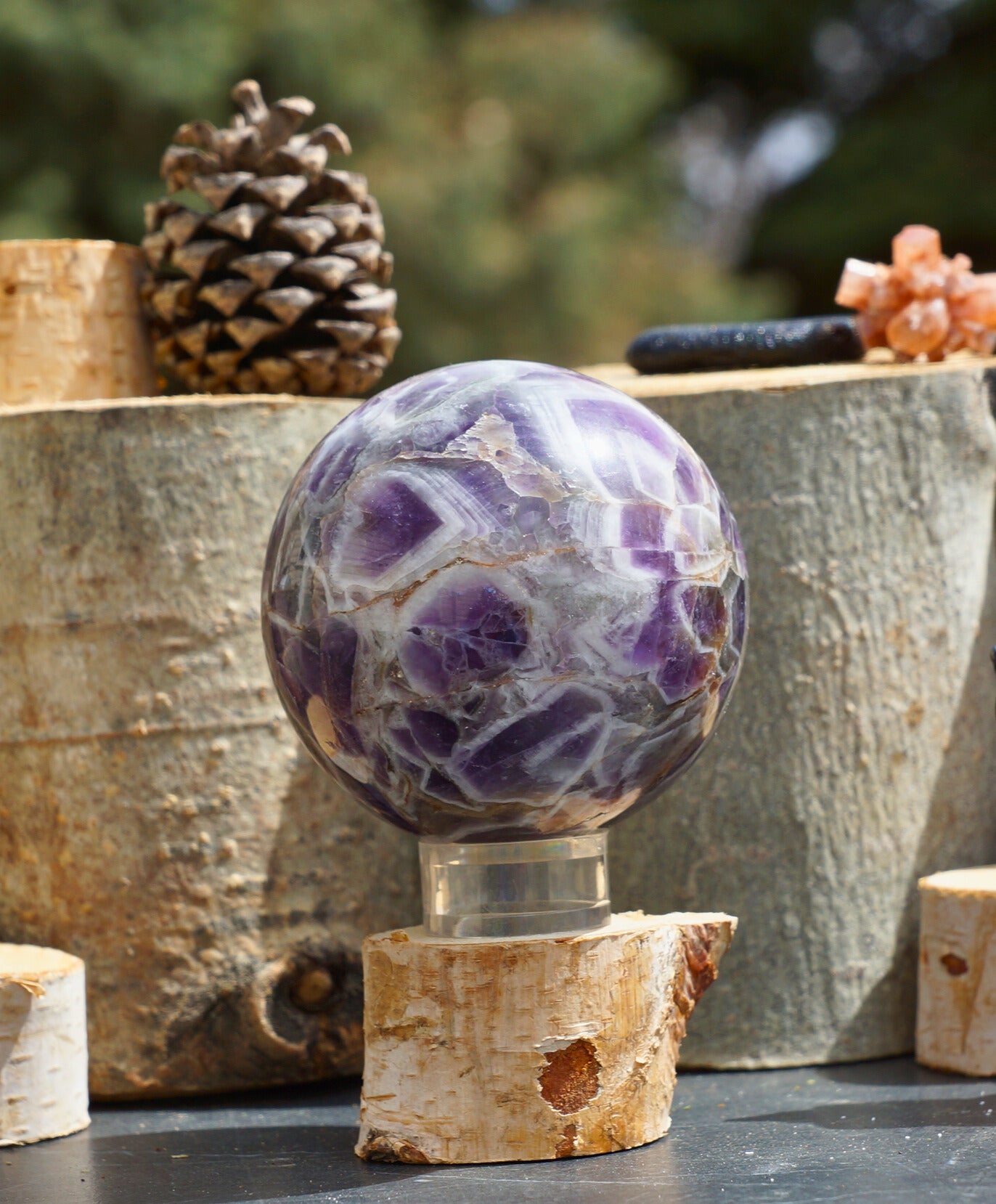 CHEVRON AMETHYST SPHERES