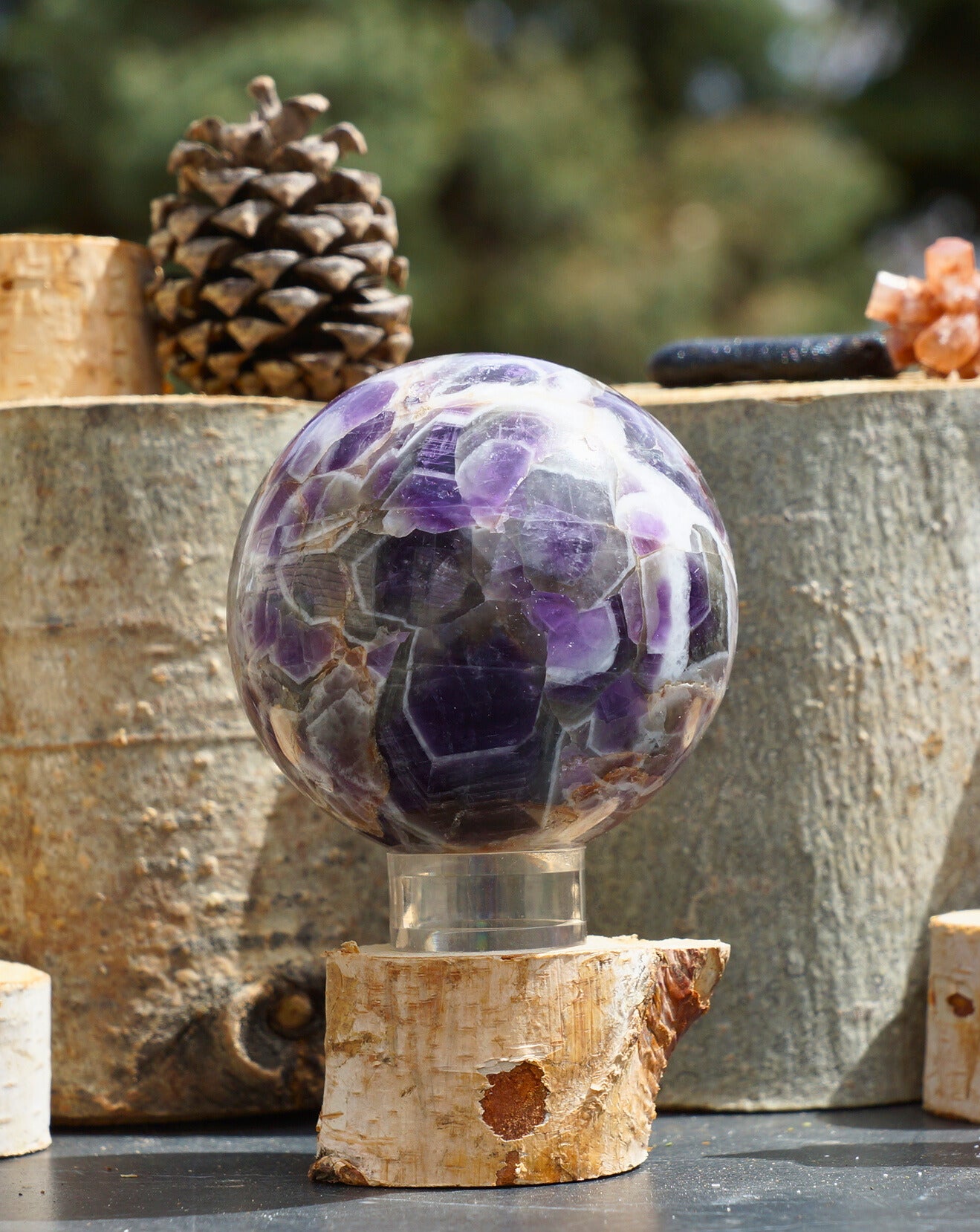 CHEVRON AMETHYST SPHERES