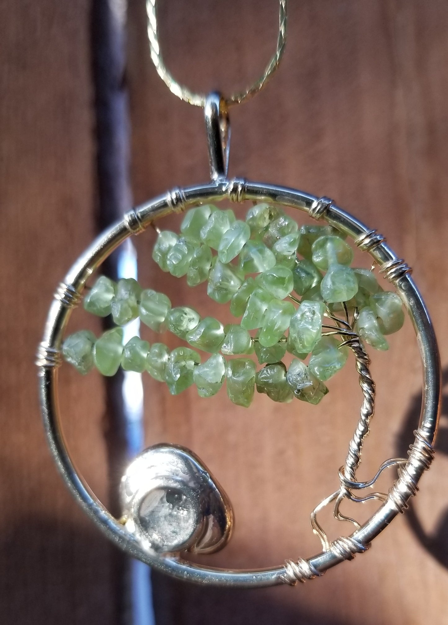 the backside of the peridot amethyst necklace