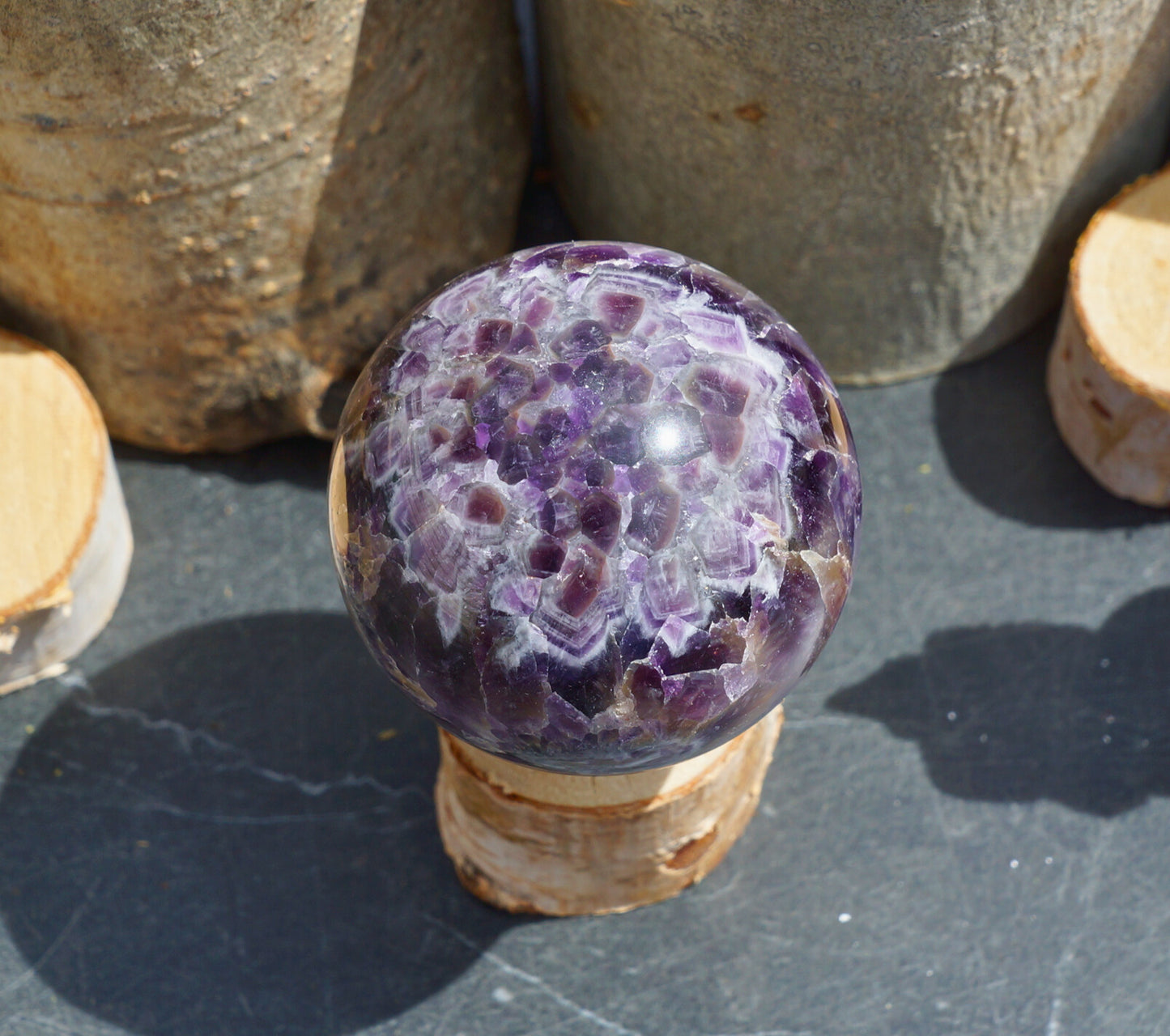 CHEVRON AMETHYST SPHERES