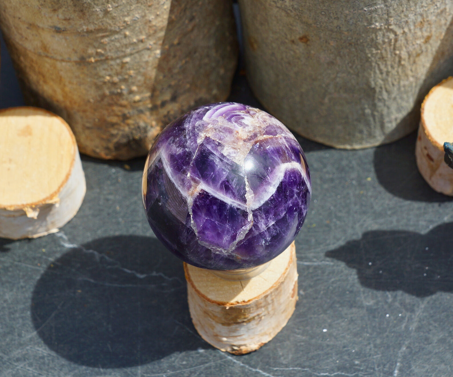 CHEVRON AMETHYST SPHERES