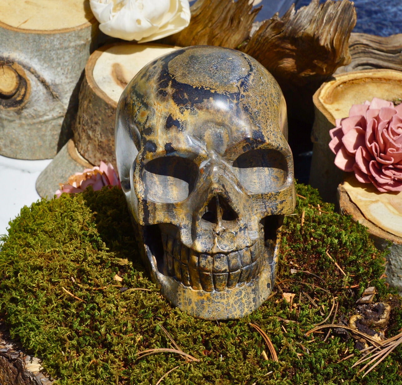 DENDRITIC PICTURE JASPER SKULL