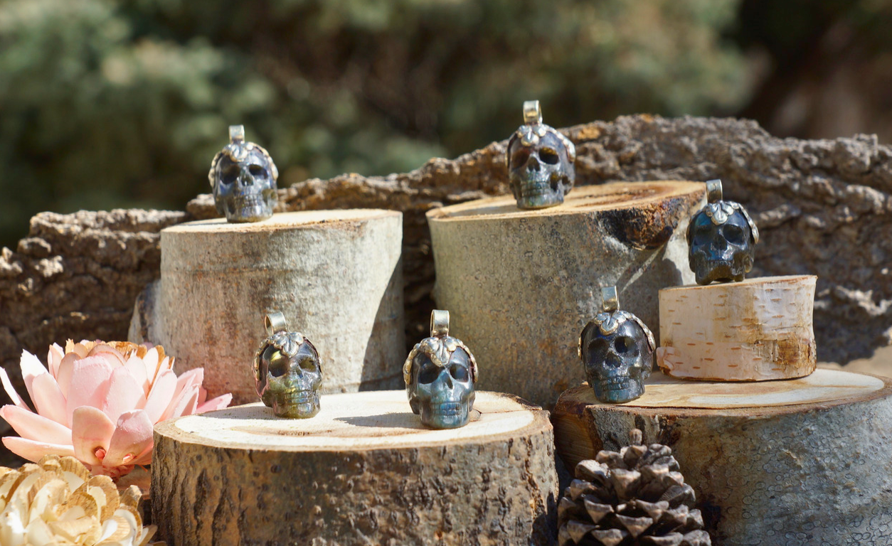 LABRADORITE SKULL PENDANT