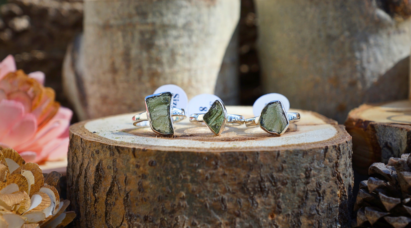 MOLDAVITE RINGS