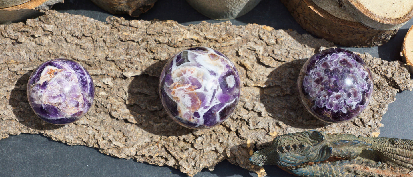 CHEVRON AMETHYST SPHERES