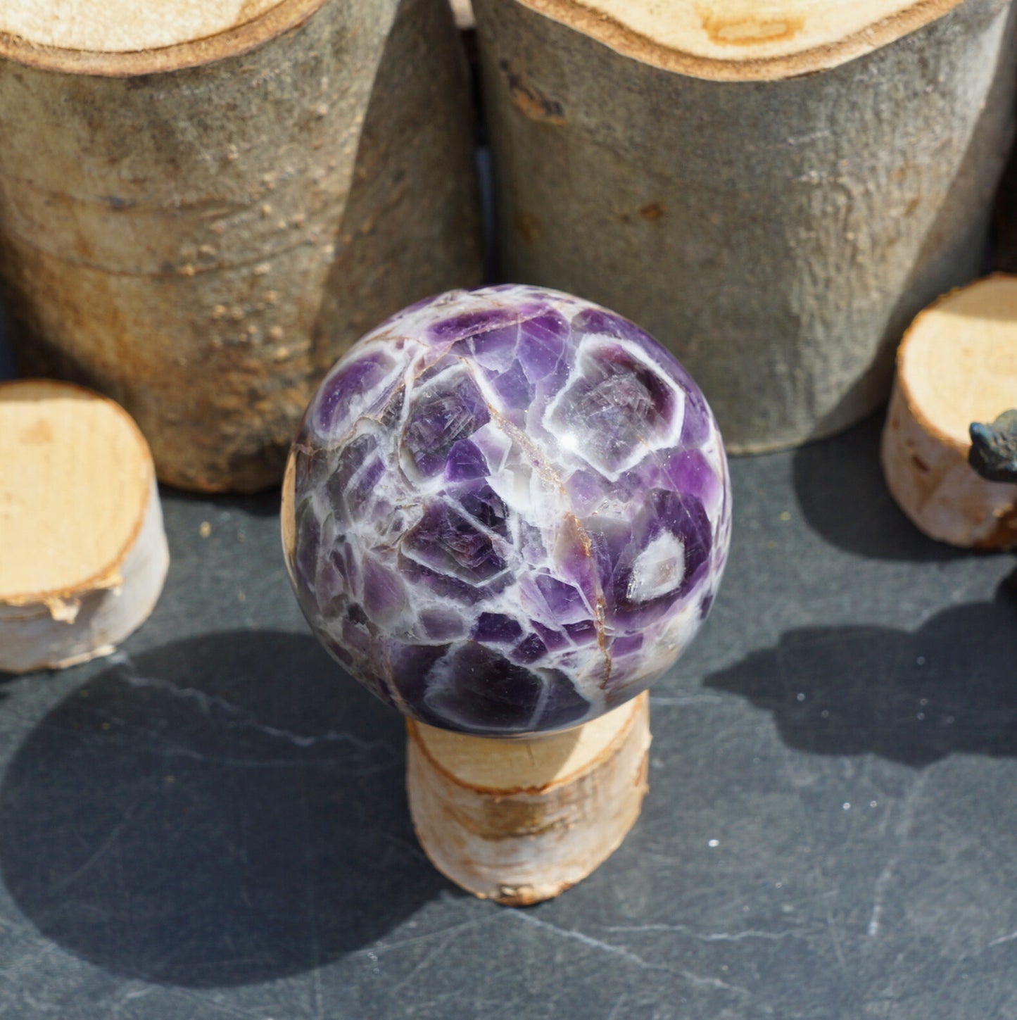 CHEVRON AMETHYST SPHERES