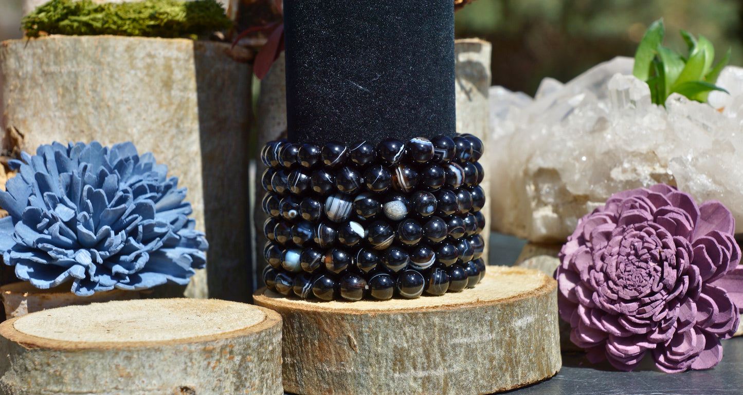 BLACK LACE AGATE BRACELET