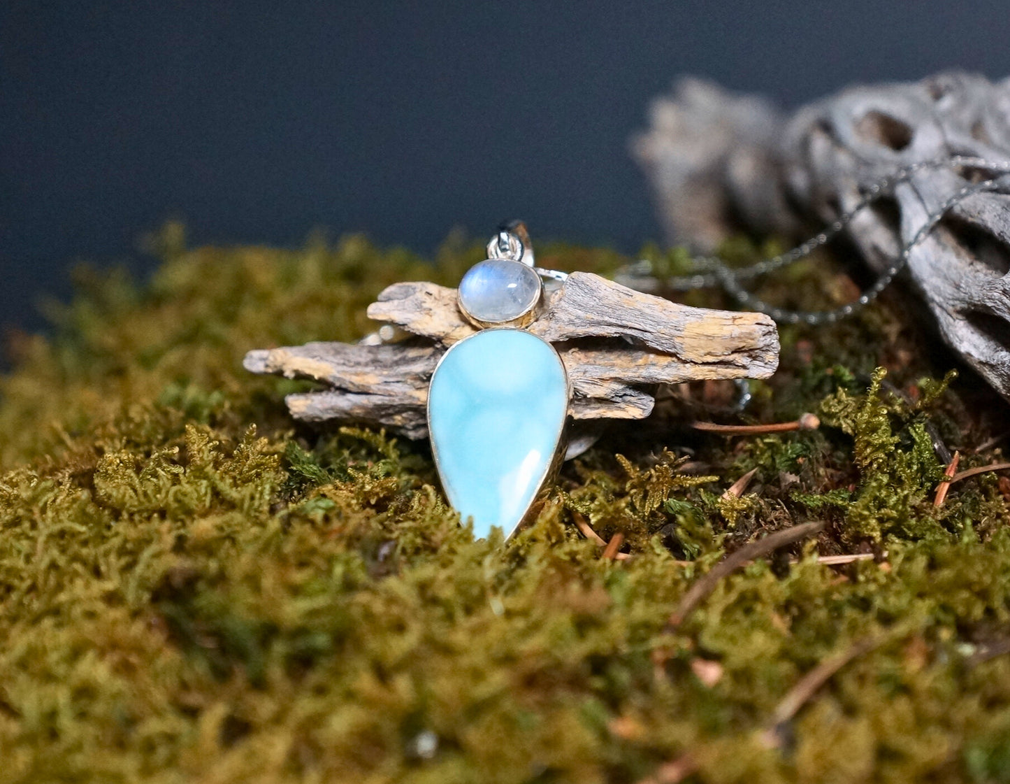 LARIMAR with MOONSTONE PENDANT