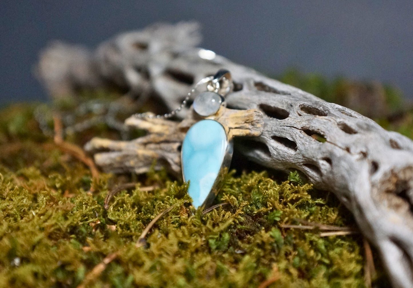 LARIMAR with MOONSTONE PENDANT