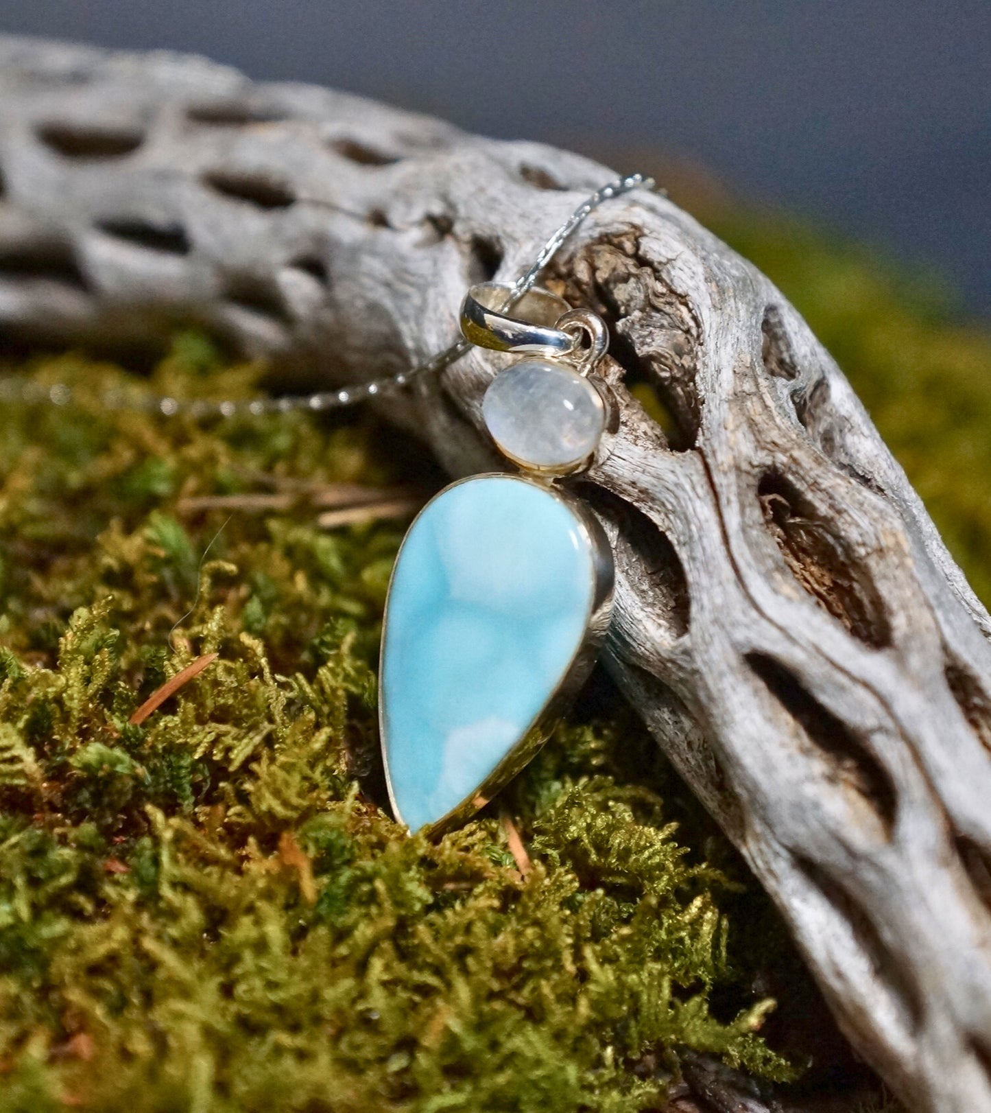 LARIMAR with MOONSTONE PENDANT