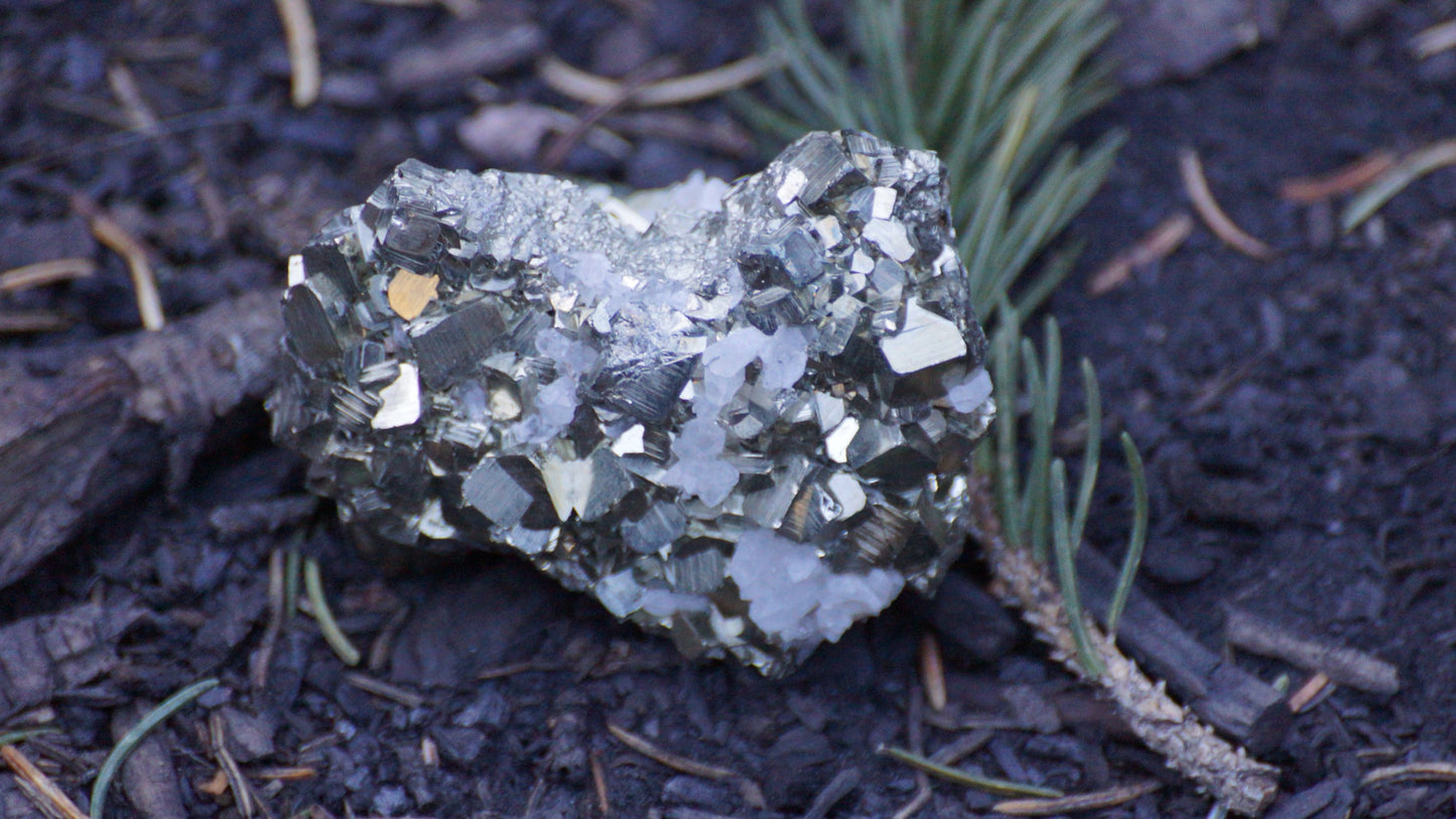 Pyrite Cluster with Quartz Crystals