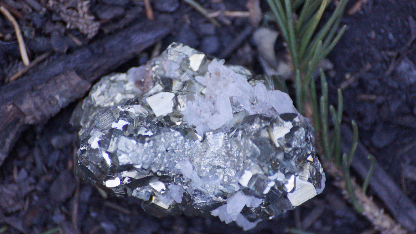 Pyrite Cluster with Quartz Crystals