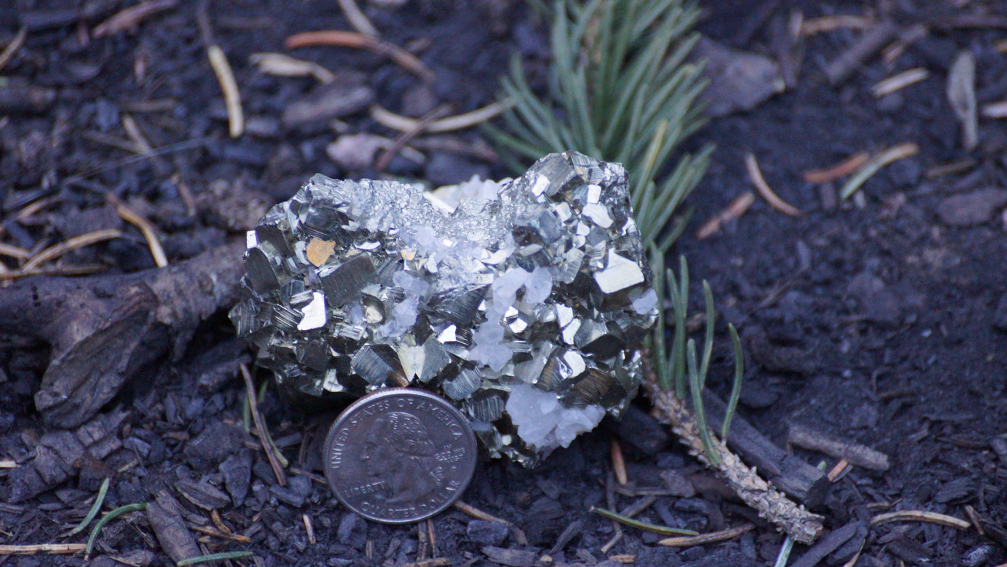 Pyrite Cluster with Quartz Crystals