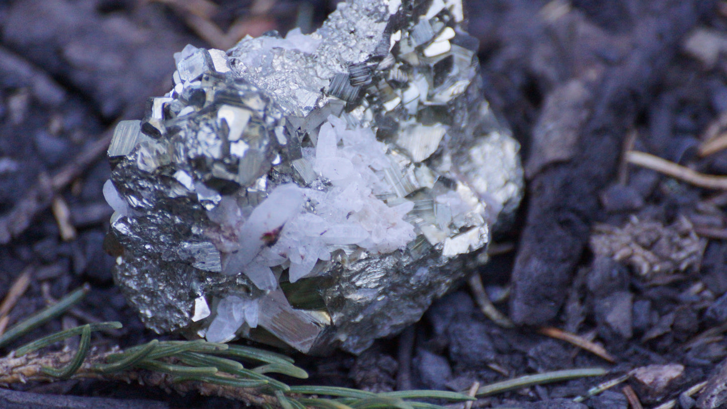 Pyrite Cluster with Quartz Crystals