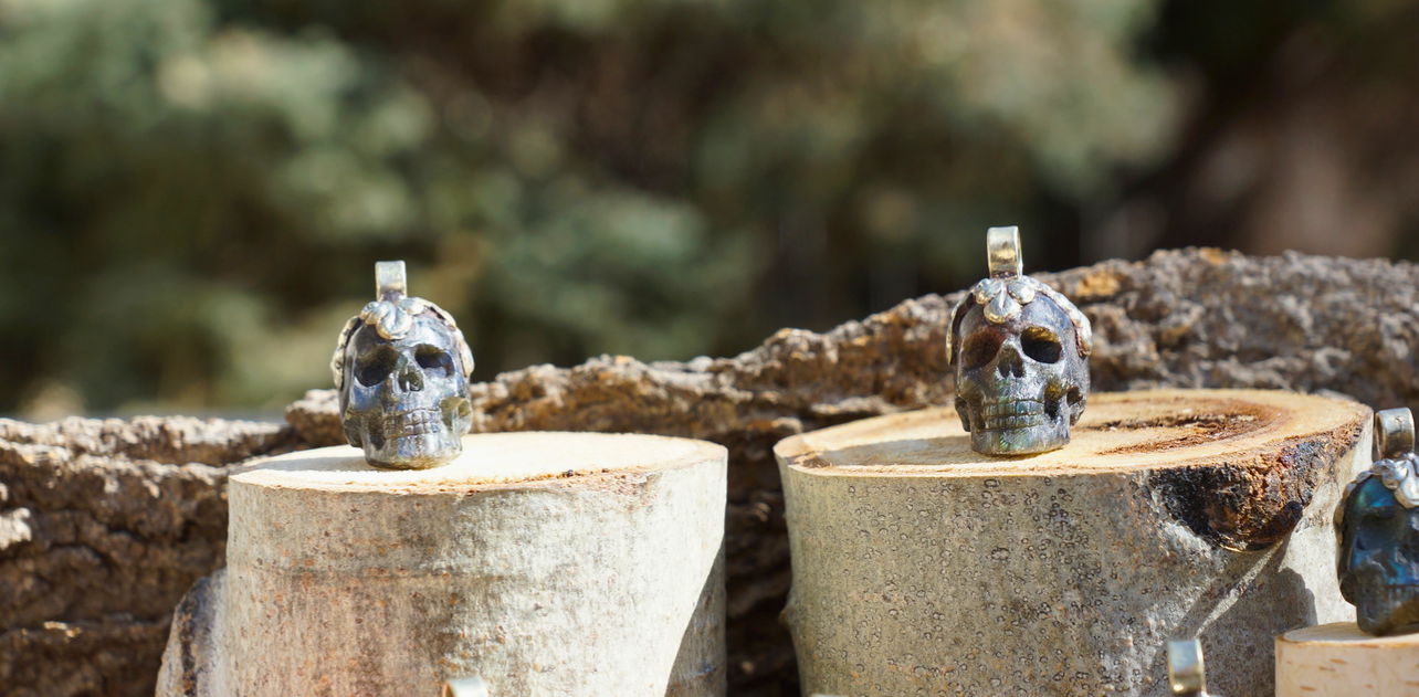 LABRADORITE SKULL PENDANT