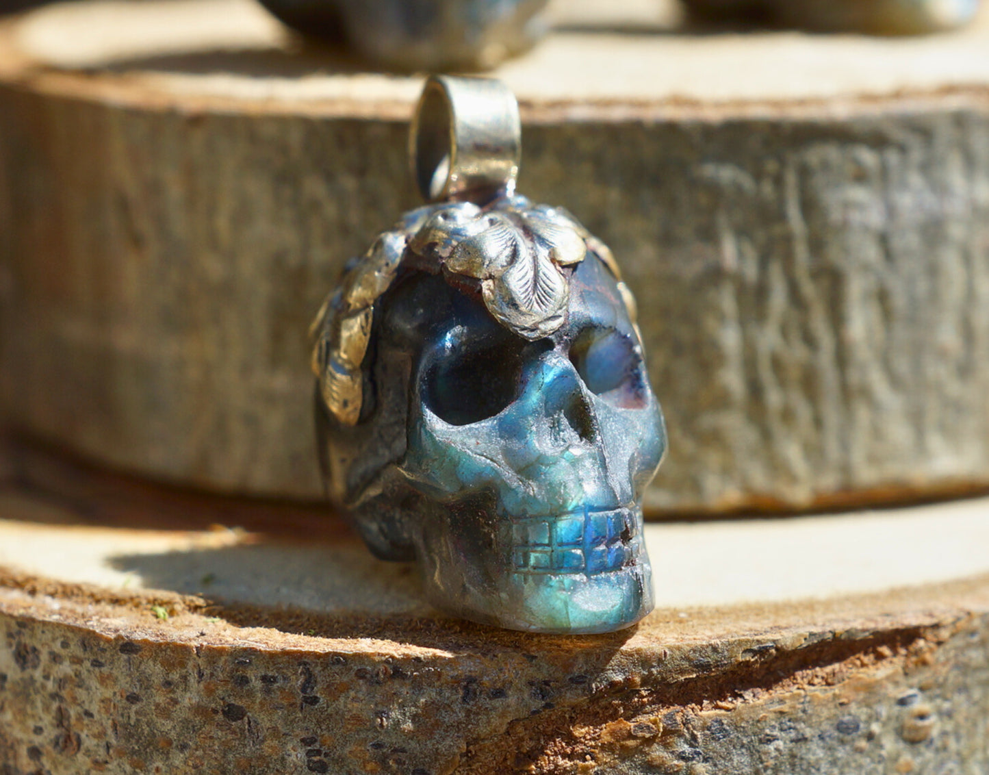 LABRADORITE SKULL PENDANT