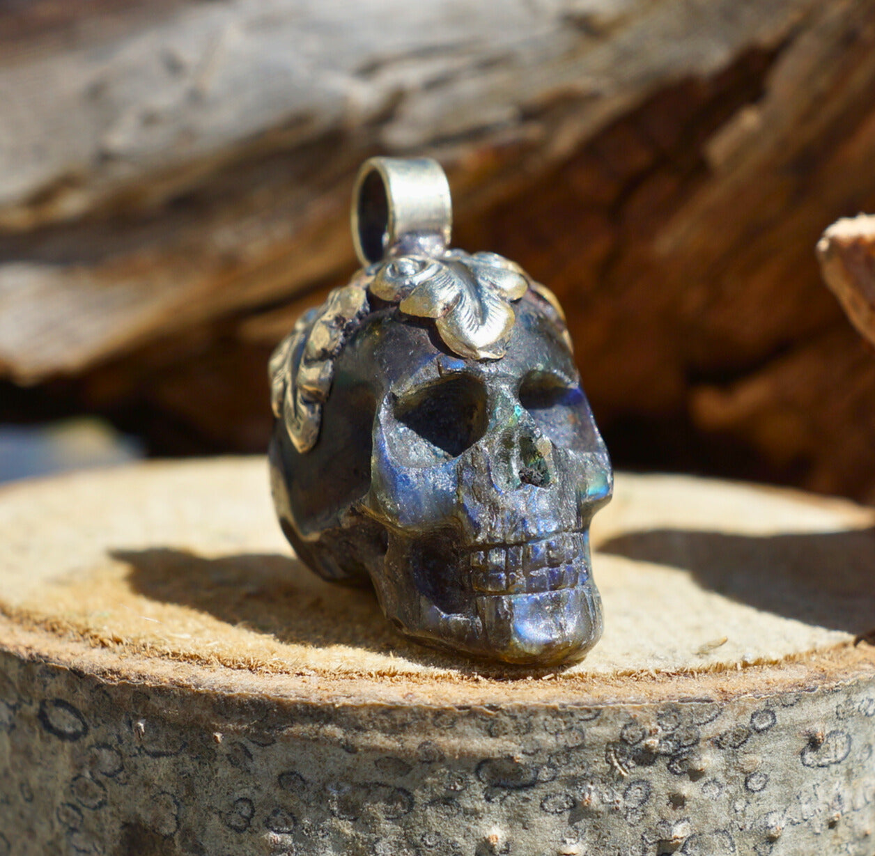 LABRADORITE SKULL PENDANT